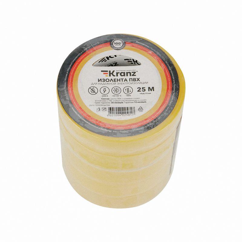  Изолента ПВХ 0.13х19мм 25м желт. Kranz KR-09-2202 фото в каталоге от BTSprom.by