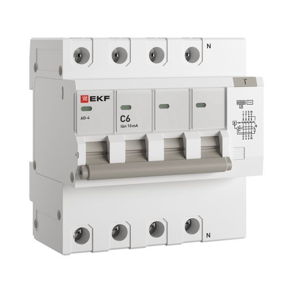  Выключатель автоматический дифференциального тока C 6А 10мА тип AC 6кА АД-4 (электрон.) PROxima EKF DA4-6-06-10-pro фото в каталоге от BTSprom.by