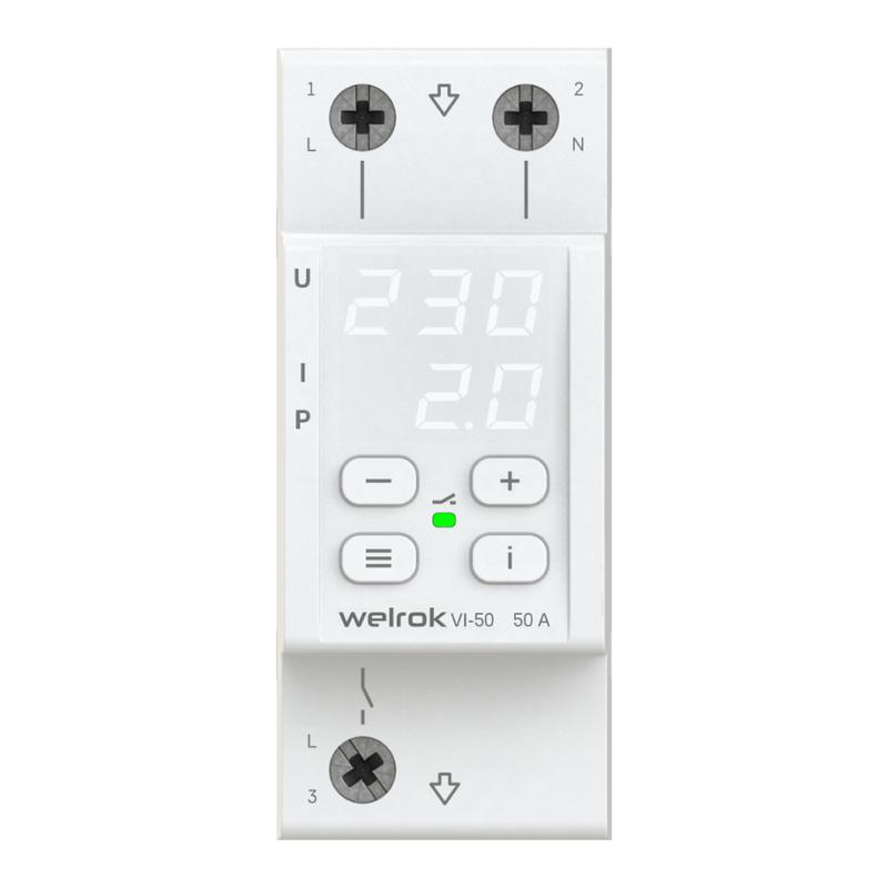 реле напряжения с контролем тока vi-50 welrok 4660251140250 от BTSprom.by