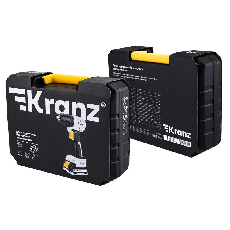  Дрель-шуруповерт аккумуляторная бесщеточная Li-Ion 20В 55Нм (кейс 2 аккум. 2А.ч) Kranz KR-PT-055 фото в каталоге от BTSprom.by