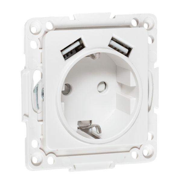 розетка 1-м сп стокгольм 16а usb 2a с заземл. защ. шторки винтов. клеммы механизм бел. ekf eyr16-2usb-typea от BTSprom.by
