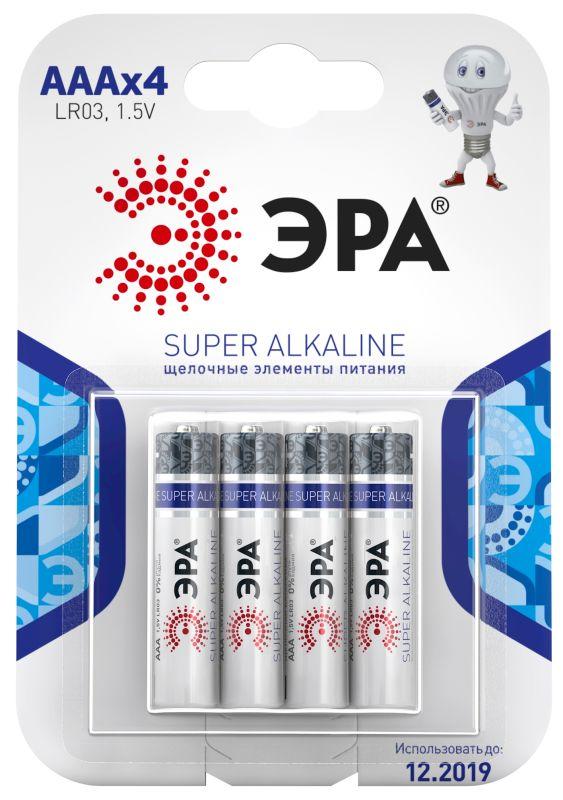 элемент питания алкалиновый aaa/lr03 lr03-4bl (блист.4шт) эра c0038451 от BTSprom.by