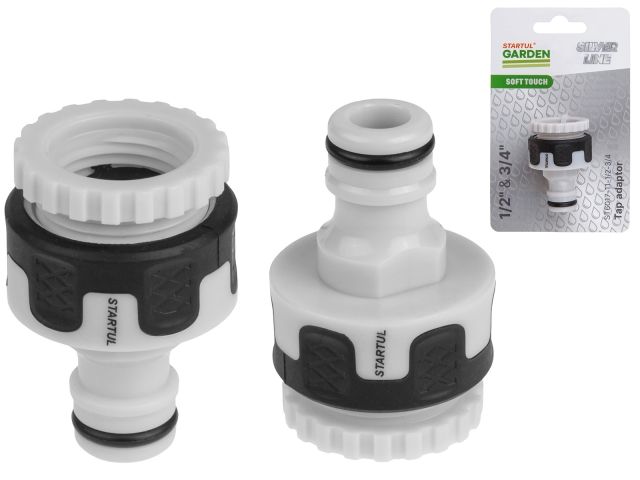 адаптер внешний 1/2" и 3/4" startul garden (st6017-11-1/2-3/4) (soft touch, двухкомпонентный, silver line) st6017-11-1/2-3/4 от BTSprom.by