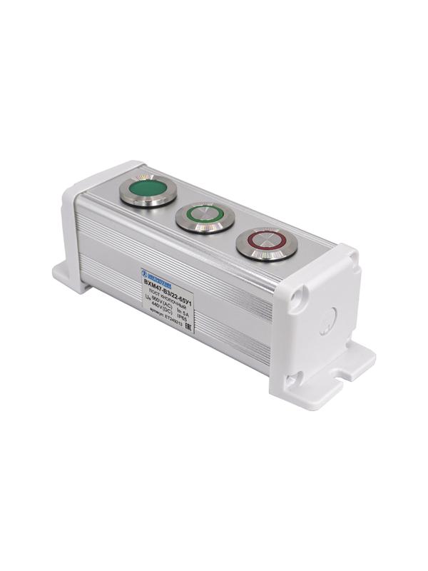 пост управления bxm47-b3/22-65у1 1 лампа 220в зел. + 1 цилиндрическая кнопка 1c1no1nc зел. + 1 цилиндрическая кнопка 1c1no1nc красн. электротехник et249213 от BTSprom.by