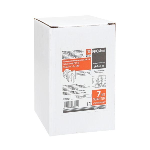  Переключатель кулачковый ПК-1-53 3П 32А "1-2" EKF pk-1-53-32 фото в каталоге от BTSprom.by