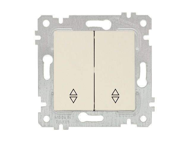 выключатель проходной 2-клав. (скрытый, без рамки, винт. зажим) кремовый, rita, mutlusan (10 a, 250 v, ip 20) от BTSprom.by