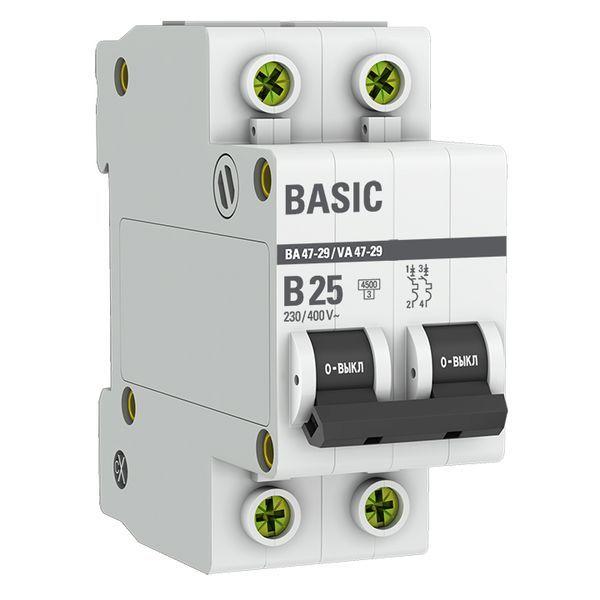 выключатель автоматический модульный 2п b 25а 4.5ка ва 47-29 basic ekf mcb4729-2-25-b от BTSprom.by