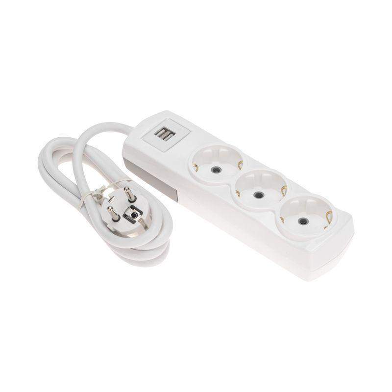 удлинитель premium 3 гнезда 1.5м 3х1.5кв.мм с/з 2 usb бел. rexant 13-4109 от BTSprom.by