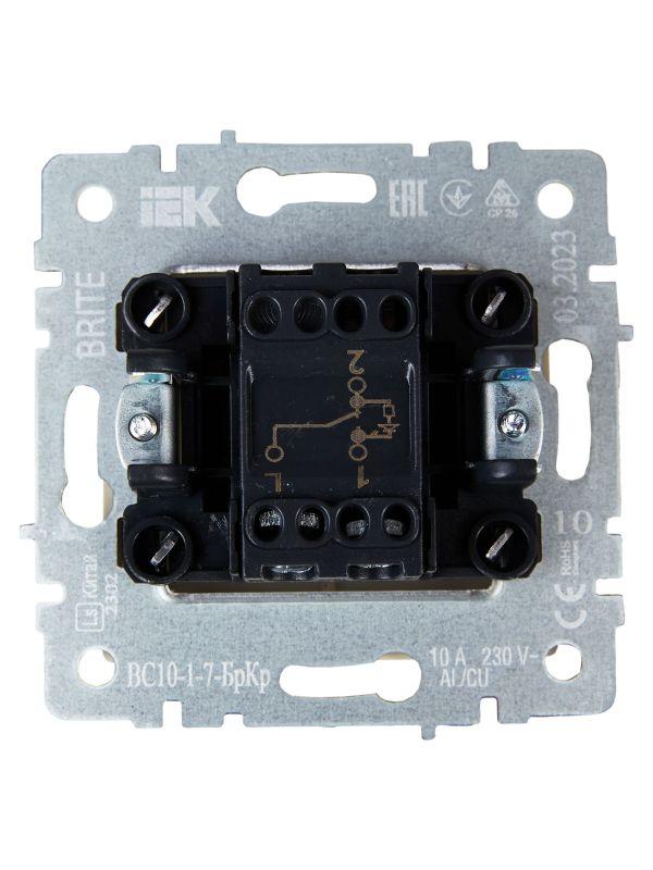  Выключатель проходной 1-кл. СП BRITE ВС10-1-7-БрЧ 10А с индик. механизм черн. IEK BR-V12-1-10-K02 фото в каталоге от BTSprom.by