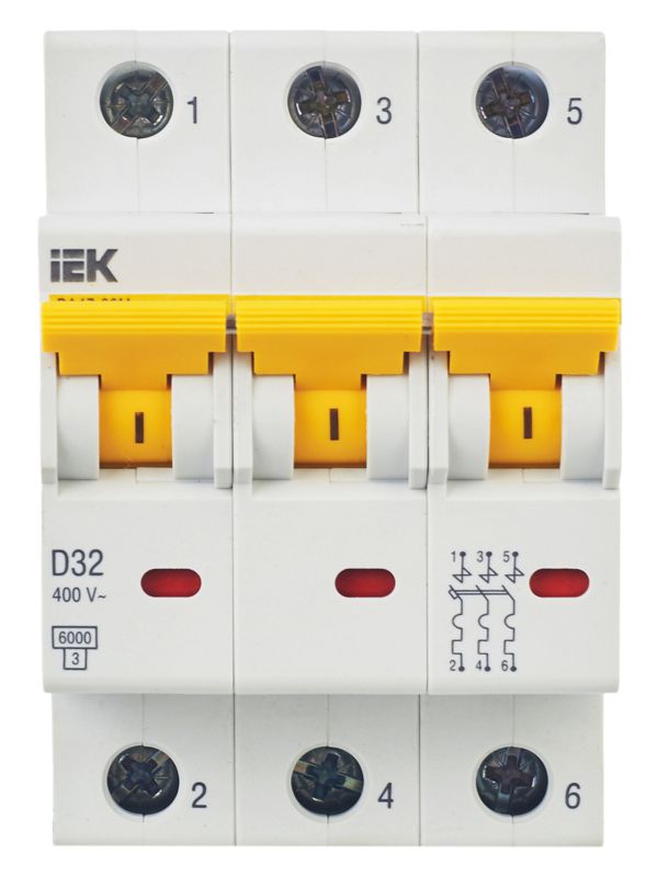  Выключатель автоматический модульный 3п D 32А 6кА ВА47-60M KARAT IEK MVA31-3-032-D фото в каталоге от BTSprom.by