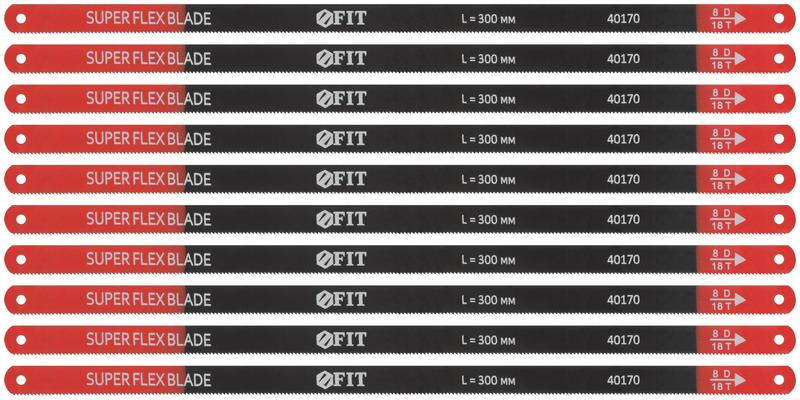  Полотна ножовочные односторонние 300мм (Super Flex) 10шт (18 ТPI) (уп.10шт) FIT 40170 фото в каталоге от BTSprom.by