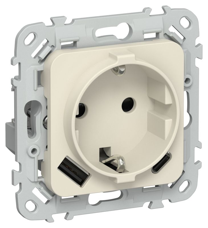розетка 1-м сп flite рсюшс11-1-флсл 16а с usb a+c 20вт с заземл. с защ. шторками безвинтовое крепление механизм сливочный iek fi-r14-16-1-u22-020-k86 от BTSprom.by
