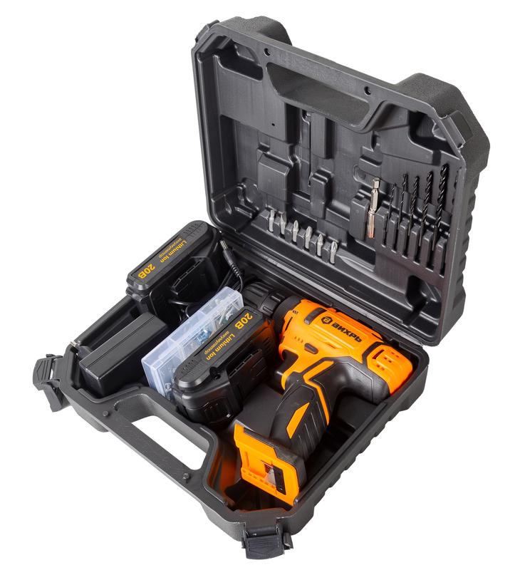  Дрель-шуруповерт аккумуляторная ДА-20Л-2КА с набором оснастки 65 предметов Вихрь 72/14/36 фото в каталоге от BTSprom.by