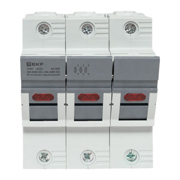  Предохранитель-разъединитель DF 14х51 3п (тип ПВЦ) EKF df143-e фото в каталоге от BTSprom.by
