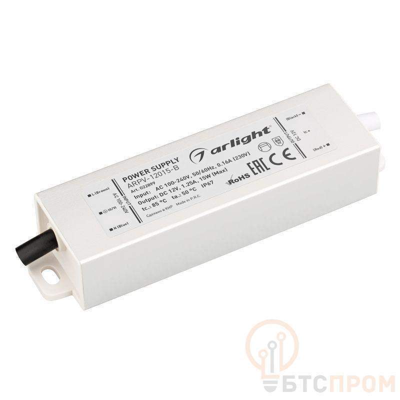 блок питания arpv-12015-b 12в 1.3а 15вт ip67 метал. 3 года arlight 022899 от BTSprom.by
