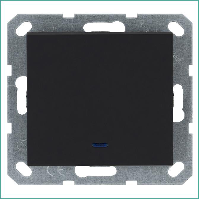 выключатель 1-кл. 10а ip20 с подсветкой механизм черн. матовый soft touch jasmart g3011npb от BTSprom.by