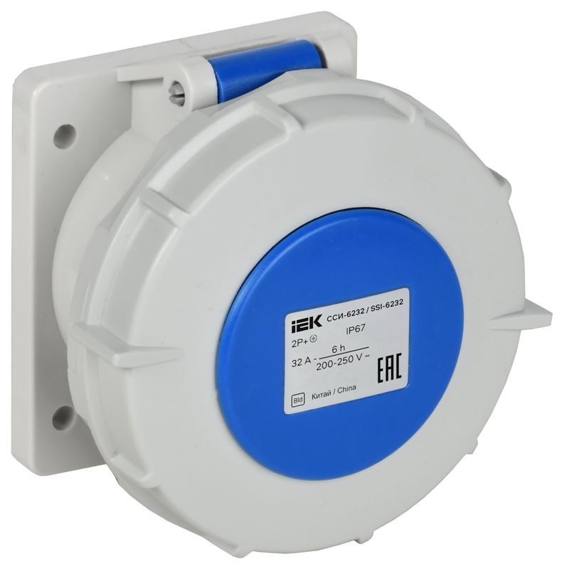 розетка встраиваемая прямая сси-6232 32а 3п 2p+pe 6ч 220в ip67 iek psr61-032-3-0-67 от BTSprom.by