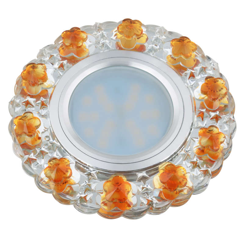 светильник декоративный luciole dls-l129 gu5.3 chrome/gold gu5.3 встраив. доп. светодиод. подсветка 3вт без лампы основание метал. хром отделка матов. пластик. зол. fametto ul-00002710 от BTSprom.by