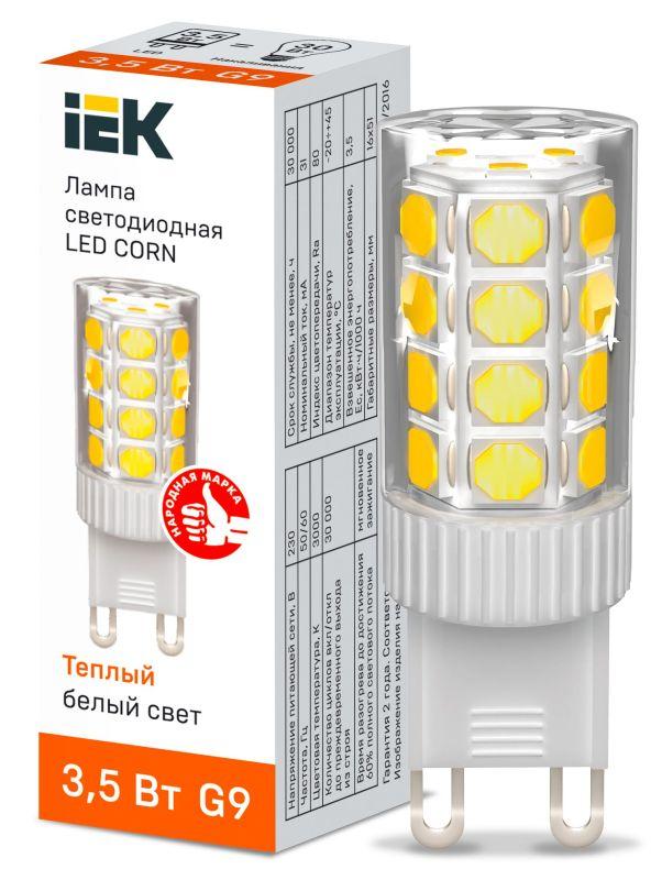 лампа светодиодная corn 3.5вт капсула 3000к g9 230в керамика iek lle-corn-4-230-30-g9 от BTSprom.by