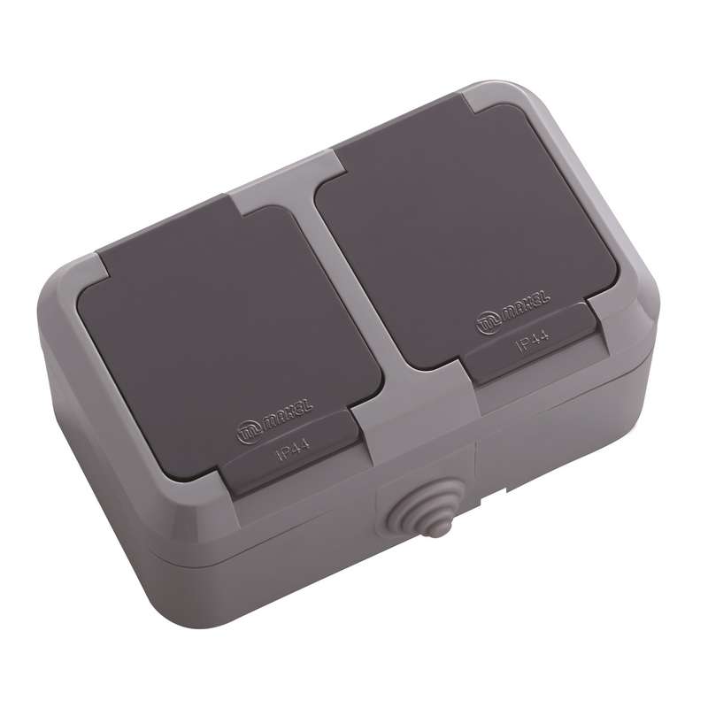 розетка 2-м оп 16а ip44 с крышкой п/герм. сер. makel 18154 от BTSprom.by