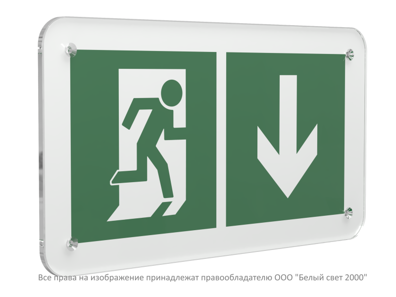знак безопасности ps-33186.e39 "указатель двери эвакуационного выхода (прав.)" белый свет a32882 от BTSprom.by