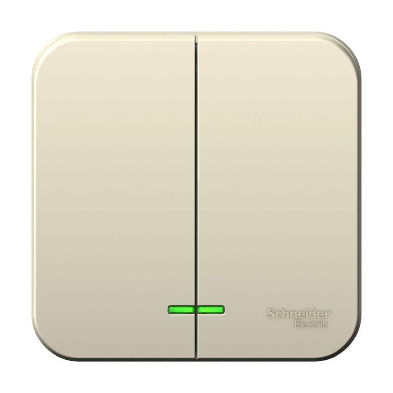 выключатель 2-кл. оп blanca 6а ip20 (сх. 5) 250в с подсветкой с изолир. пластиной молочн. se blnva065112 от BTSprom.by