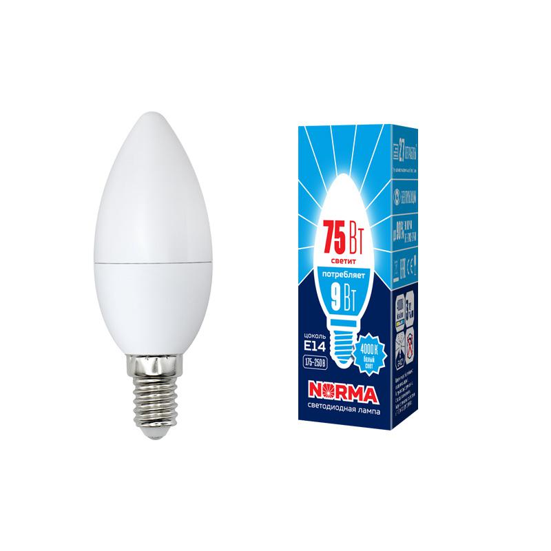 лампа светодиодная led-c37-9w/nw/e14/fr/nr norma 9вт матовая e14 (упак. картон) volpe ul-00003803 от BTSprom.by