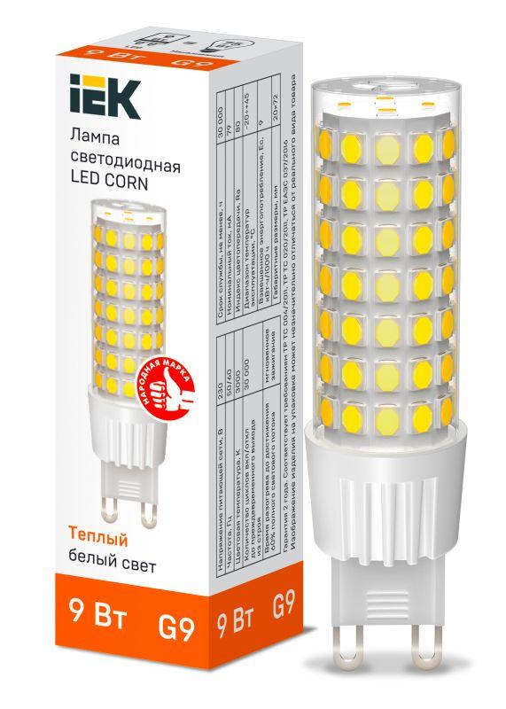 лампа светодиодная corn 9вт капсула 3000к g9 230в керамика iek lle-corn-9-230-30-g9 от BTSprom.by