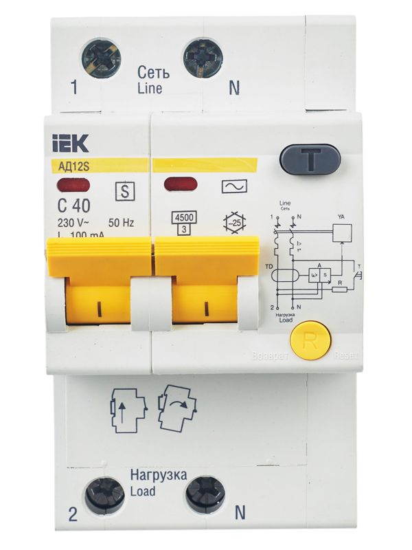  Выключатель автоматический дифференциального тока селективный 2п 40А 100мА тип AC АД12S KARAT IEK MAD13-2-040-C-100 фото в каталоге от BTSprom.by