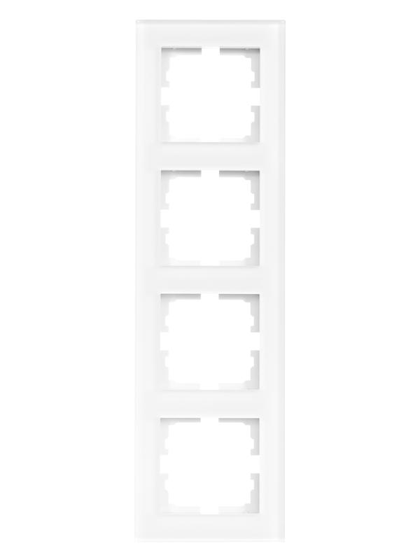  Рамка 4-местн. вертик. VESNA стекло бел. матов. LEZARD 742-5380-154 фото в каталоге от BTSprom.by