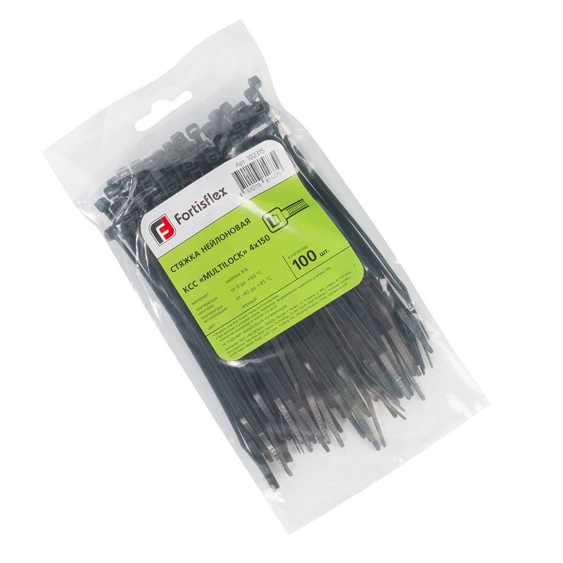 хомут нейлоновый ксс multilock 4х150 черн. (уп.100шт) fortisflex 102315 от BTSprom.by