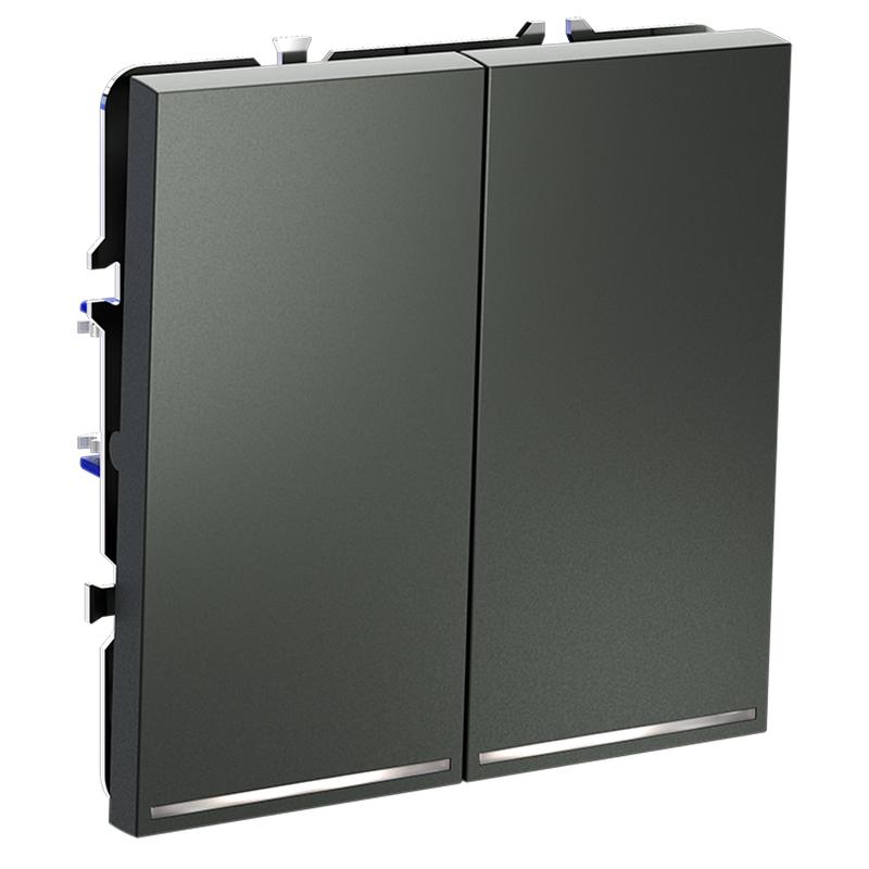  Переключатель проходной 2-кл. СП S70 10А с подсветкой механизм титан Voltum VLS020406 фото в каталоге от BTSprom.by