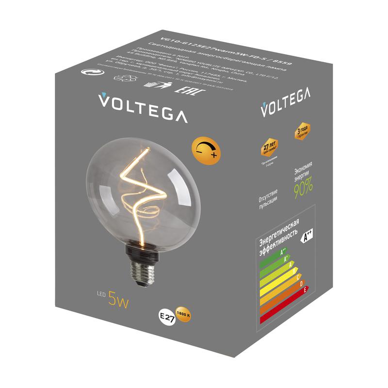 Лампа светодиодная филаментная Loft 271 G125 5Вт 1800К E27 DIM Voltega 8559 фото в каталоге от BTSprom.by