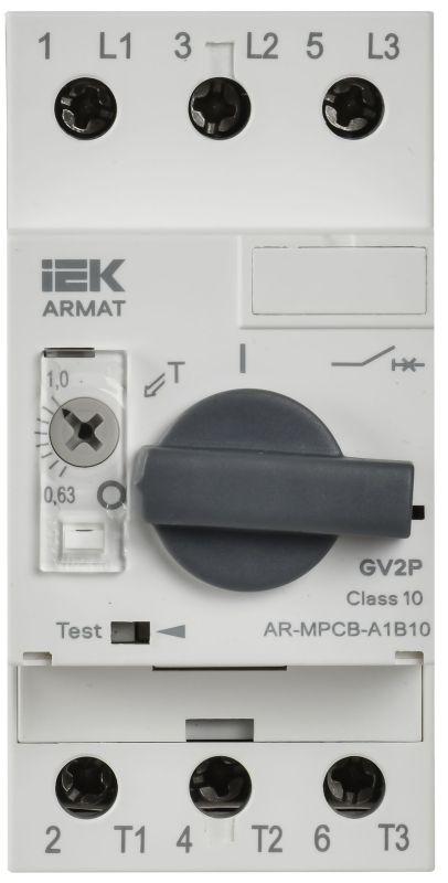  Выключатель автоматический защиты двигателя A1 GV2P 0.63-1А ARMAT IEK AR-MPCB-A1B10 фото в каталоге от BTSprom.by
