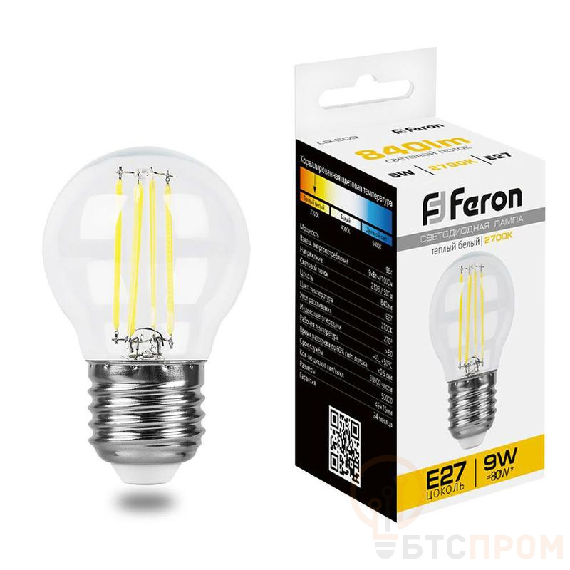 Лампа светодиодная 9Вт 230В E27 2700К прозрачн. LB-509 FERON 38003 фото в каталоге от BTSprom.by  Лампа светодиодная 9Вт 230В E27 2700К прозрачн. LB-509 FERON 38003 фото в каталоге от BTSprom.by