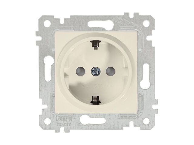 розетка 1-ая (скрытая, без рамки, с/з, шторки) кремовая, rita, mutlusan (16 a, 250 v, ip 20) 2200 605 0202 от BTSprom.by