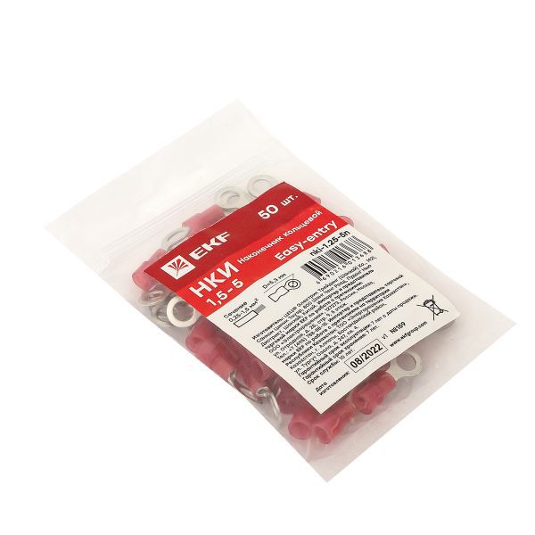  Наконечник кольцевой изол. НКИ 1.5-5 (уп.50шт) EKF nki-1.25-5n фото в каталоге от BTSprom.by