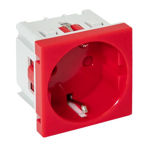  Розетка 45х45 (2 модуля) с заземл. прямая красн. EKF E2MR16-028-70 фото в каталоге от BTSprom.by