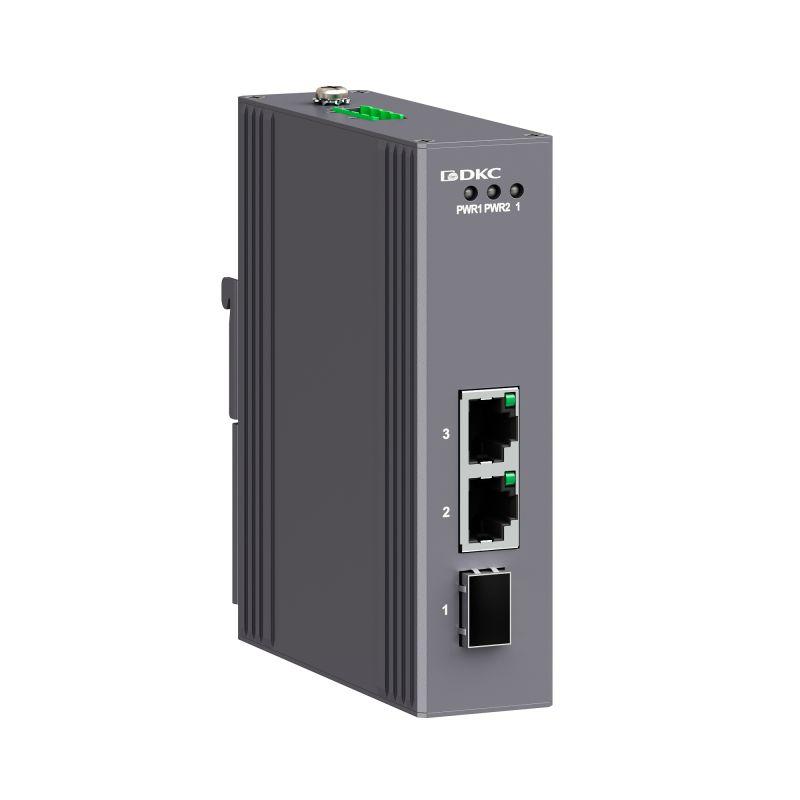 медиаконвертер промышленный 3-х портовый 1х100base-x sfp слот 2х10/100base-t(x) портов rj45 12-48в dc/18-30в ac с резервированием dkc n1100-1sfp2t-p2 от BTSprom.by