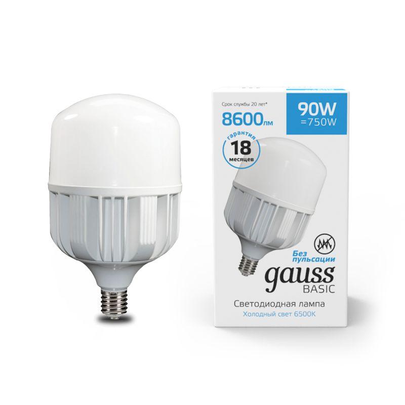 лампа светодиодная basic 90вт t160 цилиндр 6500к холод. бел. e40 8600лм gauss 11734392 от BTSprom.by