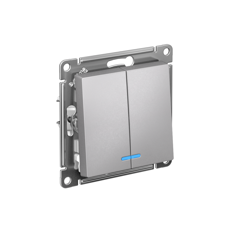 выключатель 2-кл. atlasdesign (сх. 5а) 10ax с подсветкой быстрозажим. клем. механизм алюм. se atn000353s от BTSprom.by