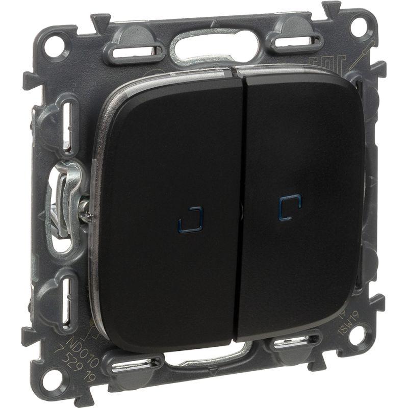  Переключатель 2-кл. СП Valena Allure 10А IP20 250В 10AX с подсветкой с лицев. панелью механизм антрацит Leg 752919 фото в каталоге от BTSprom.by