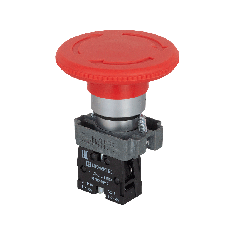 кнопка грибовидная возврат поворотом 1nc красн. o60мм мет. mtb2-bsz1264 овен 58184 от BTSprom.by