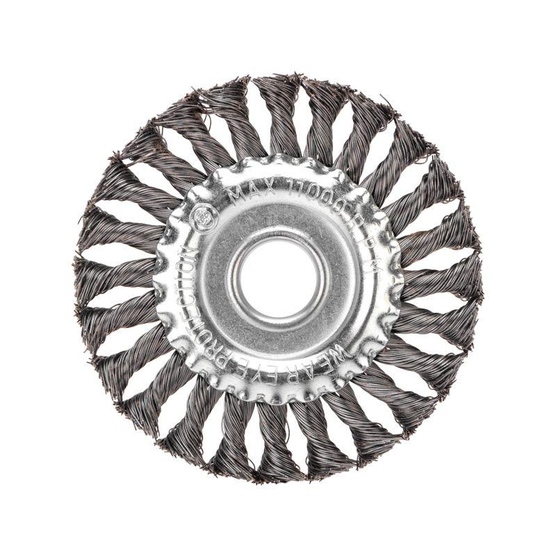 щетка дисковая для ушм крученая стальная проволока 125мм отв. 22.23мм kranz kr-91-1238 от BTSprom.by