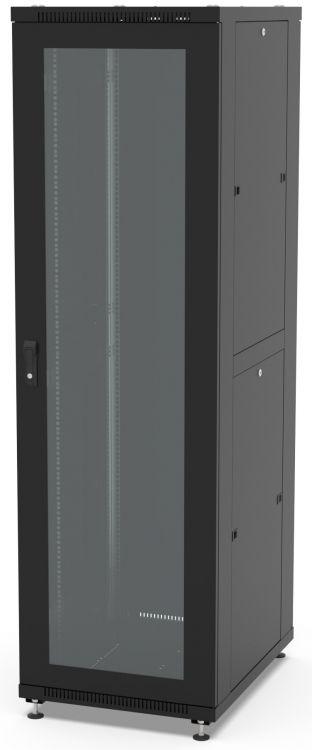шкаф напольный network 19дюйм 42u 600х800х1987 двери: стеклян. и сплошная метал. ral9005 черн. filum fl-nt-4268gm2m-bk от BTSprom.by
