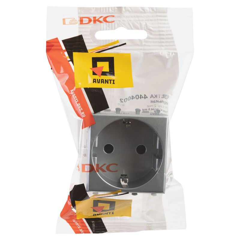  Розетка 1-м 2мод. Avanti "Закаленная сталь" 16А 2P+E защ. шторки сер. DKC 4404002 фото в каталоге от BTSprom.by