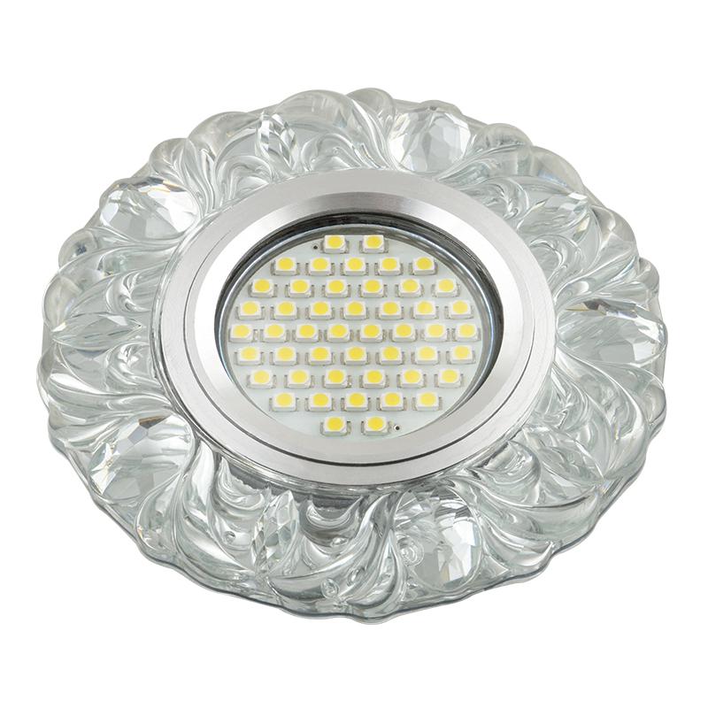 светильник dls-l136 gu5.3 glassy/clear gu5.3 встраив. доп. светодиод. подсветка 3вт без лампы стекло fametto ul-00003862 от BTSprom.by