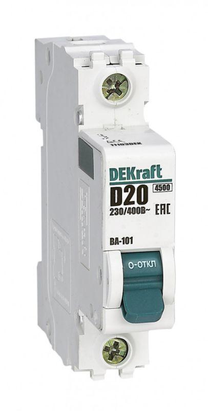выключатель автоматический модульный 1п d 20а 4.5ка ва-101 dekraft 11103dek от BTSprom.by