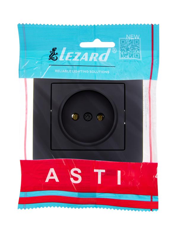  Розетка 1-м СП ASTI 16А IP20 без заземл. термопласт в сборе черн. бархат. LEZARD 7081-4242-121B фото в каталоге от BTSprom.by