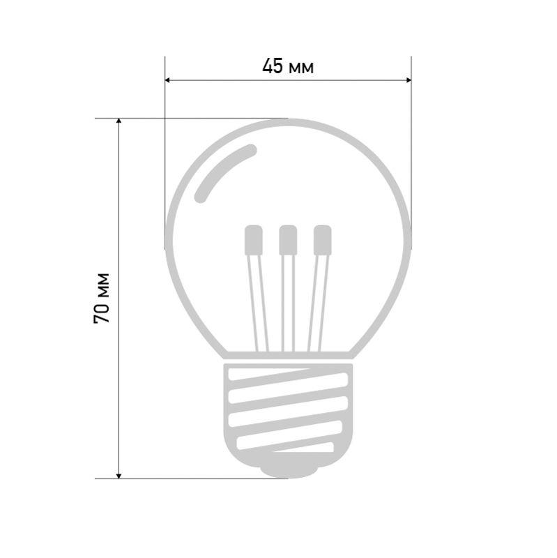 лампа светодиодная 1вт шар d45 6led прозрачная красн. e27 эффект лампы накаливания neon-night 405-122 от BTSprom.by